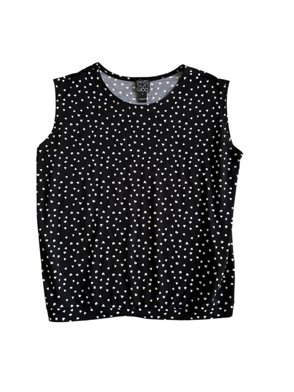 Clara Sun Woo Womens Sz Small Black Sleeveless Heart Print Tank Top